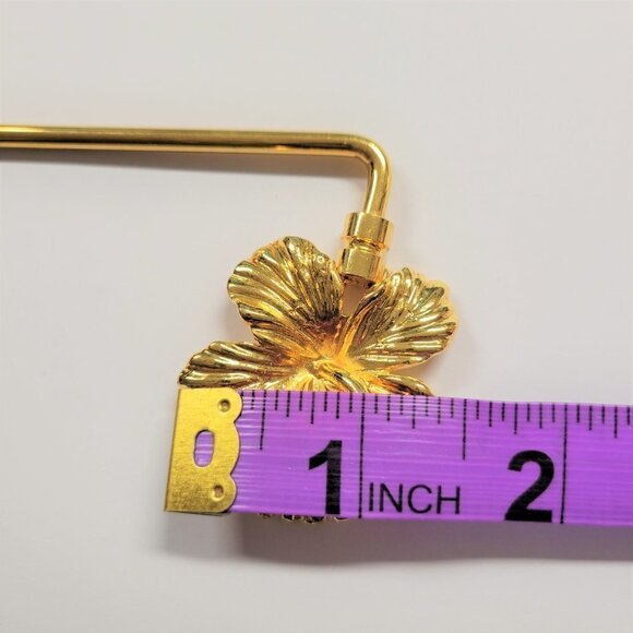 Gold Plated Hibiscus Flower Handbag Hook or Handbag Table Holder - Picture 9 of 14